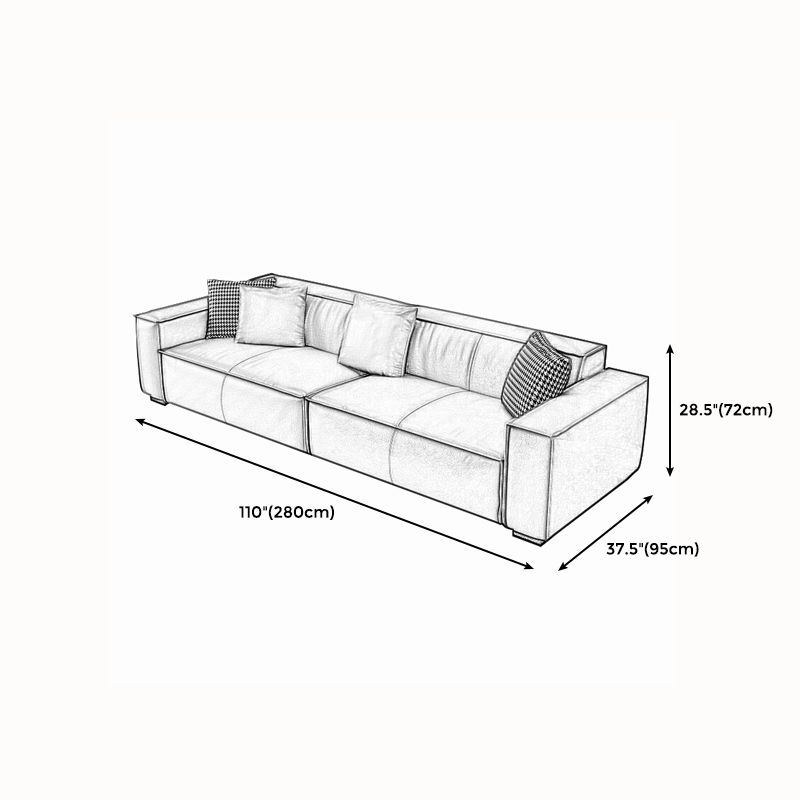 Modern Style Solid Wood Base Leather & Namib Black Rectangular Sofa