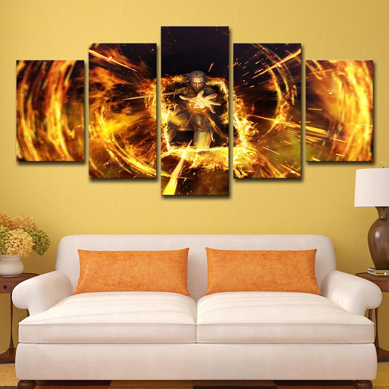 Yellow Gwent Witcher Art Print Game Scene Kids Multi-Piece Wall Decor for Bedroom