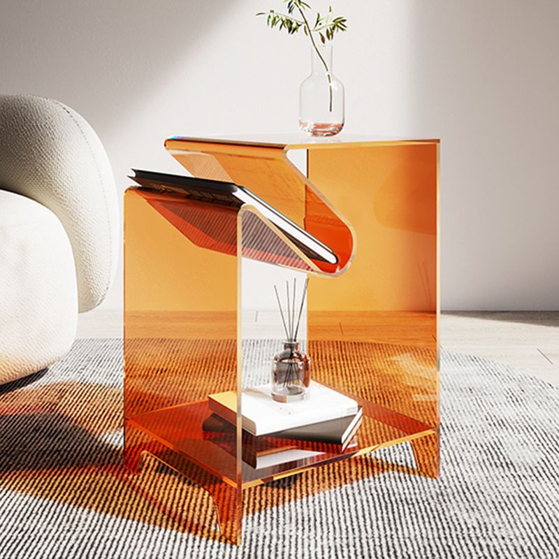 Modern Acrylic 22.04" Tall End Table Rectangular Sled Side Table