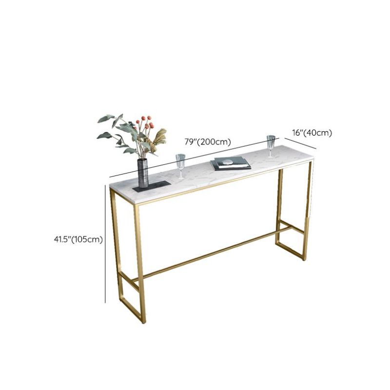 Glam Bar Height Table White Faux Marble Top Bistro Bar Table with Metal Base