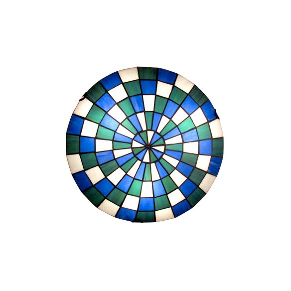 Tiffany Mosaik Kuppel Deckenhalterung Licht gebeizt Glas Deckenlampe in Blau für Küche