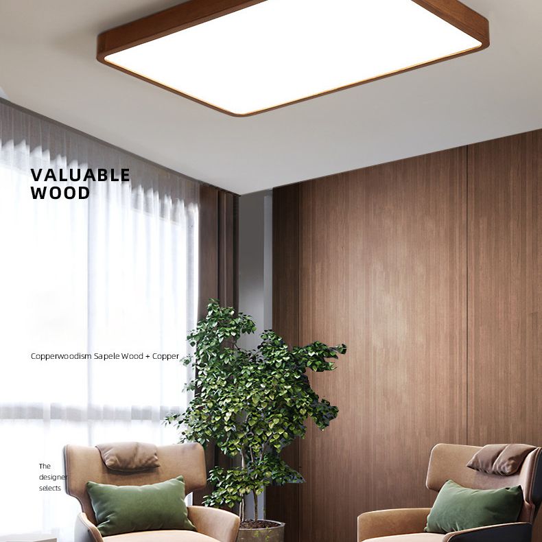 Donkerbruin geometrisch inbouwlicht Minimalistisch LED houten plafondlicht voor slaapkamer