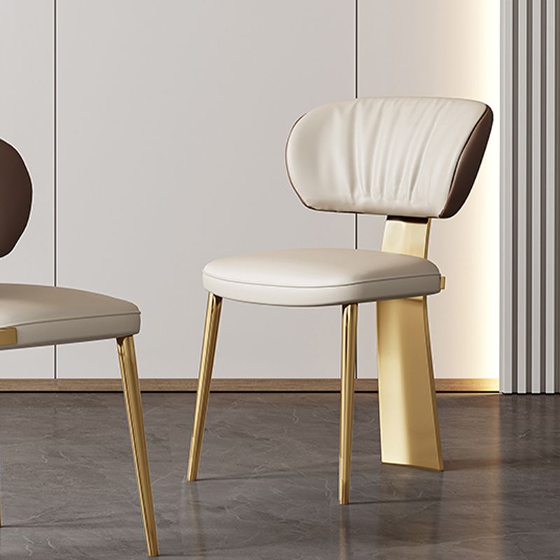 Glam Dining Chair Faux Leather and Metal Armless Dining Chairs