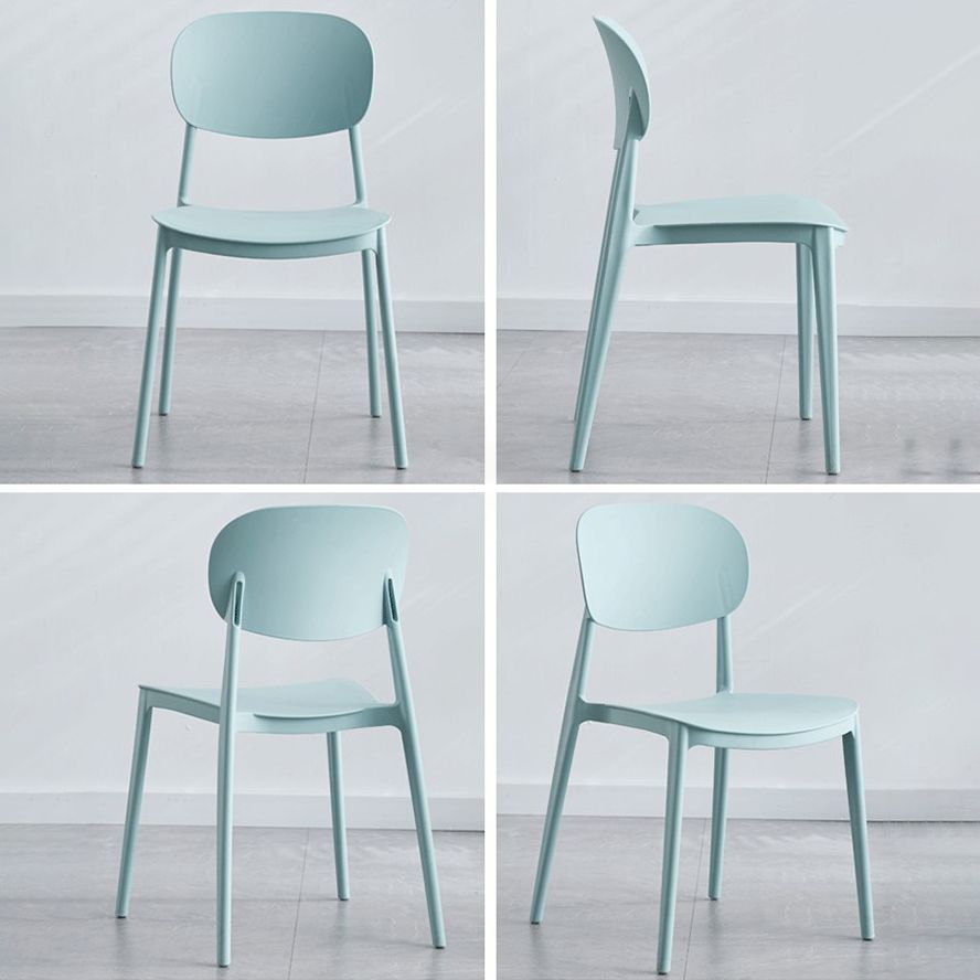 Glam Style Plastic Side Chair Matte Finish Open Back Dining Chair for Home
