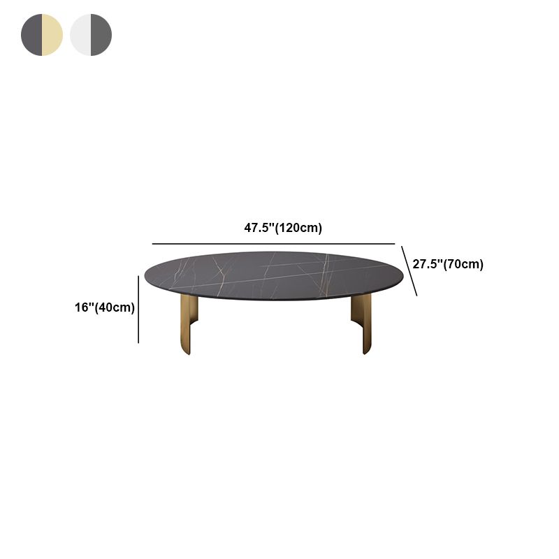 15.75" H 1 Single Coffee Table Glam Elliptical Stone Cocktail Table