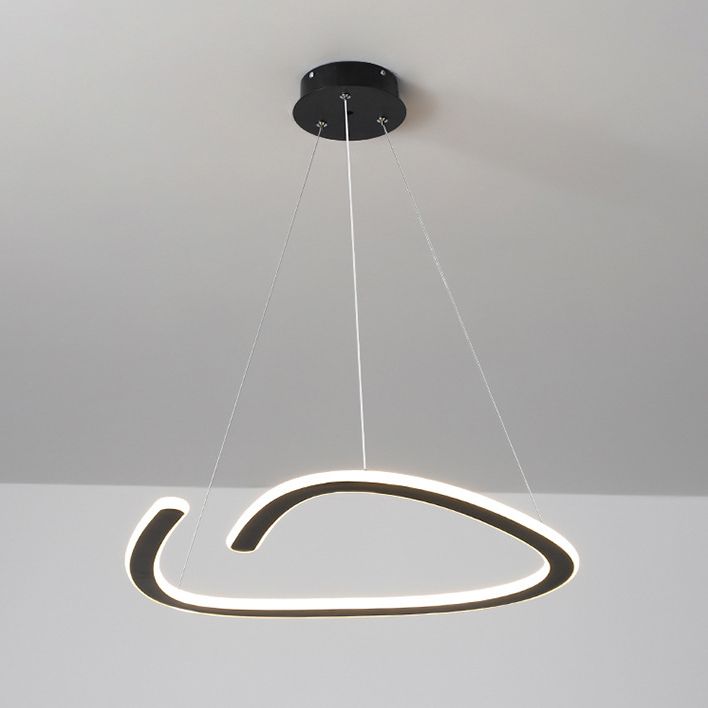 Metal Shaded Chandelier Lighting Fixture Modern LED Suspended Lighting Fixture in Black