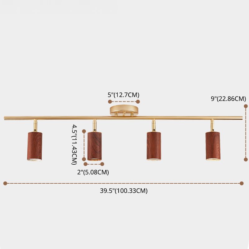 Modern Minimalist Track Lighting Fixtures New Chinese Walnut Color Household Living Room Bedroom Aisle Surface Mounted Spotlight