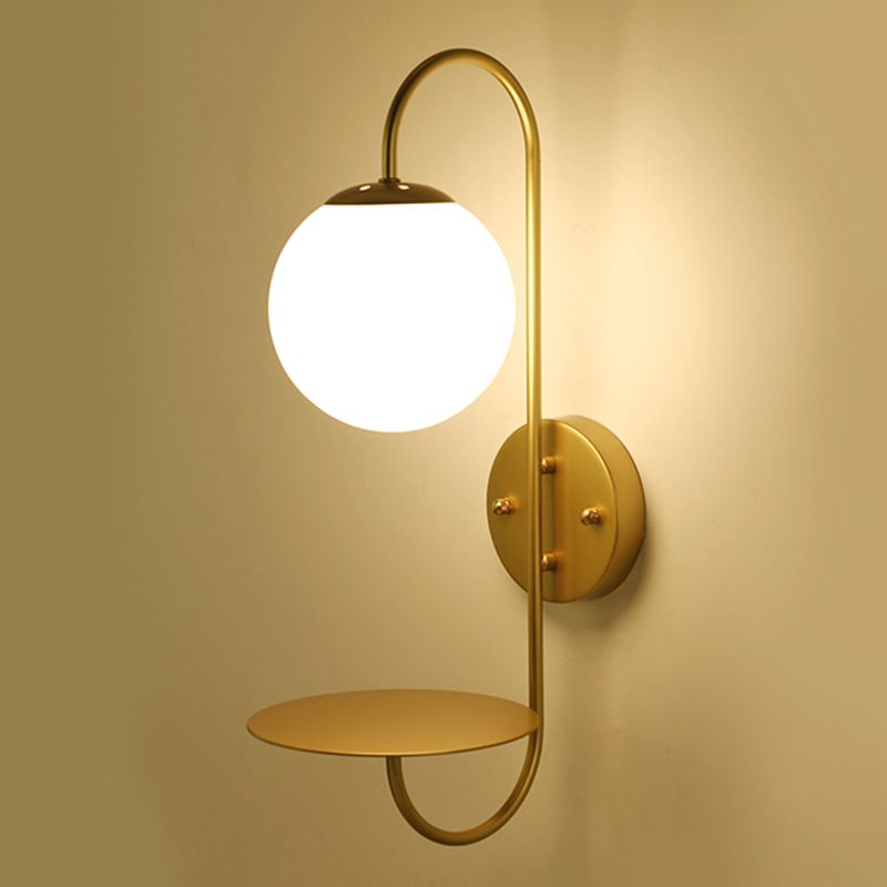 Modern Glass Wall Sconce Lighting Metal Gooseneck Wall Light for Bedroom