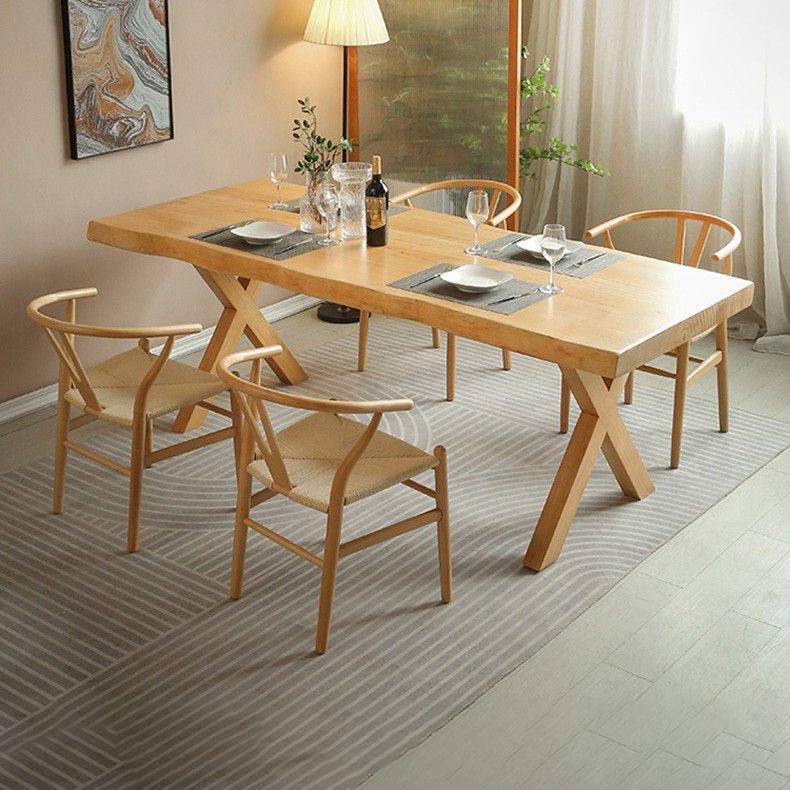 Modern 1/5 Pieces Dining Set Rectangle Pine Wood Dining Table for Living Room Kitchen