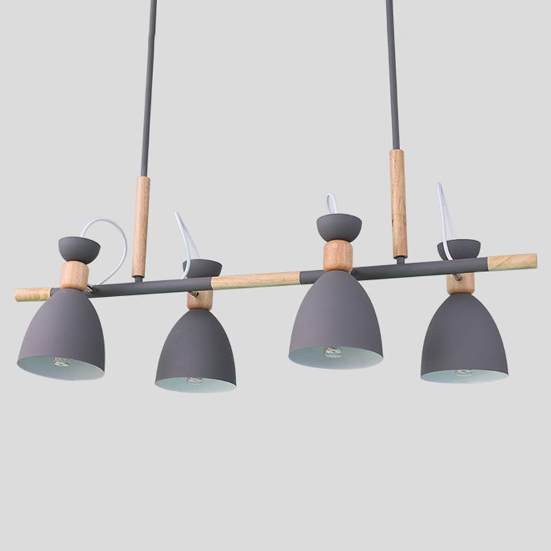 Macaron Cone Pendant Lights Metal 4 Lights Hanging Lamp Kit for Dining Room