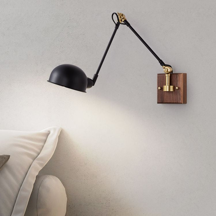 1-Light Wall Mount Lights Industrial Dome Shade Metal Sconces Wall Lights in Black