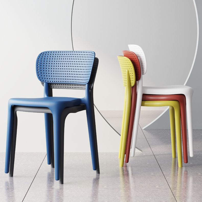 Silla lateral de comedor escandinava de plástico, silla con respaldo abierto de cocina