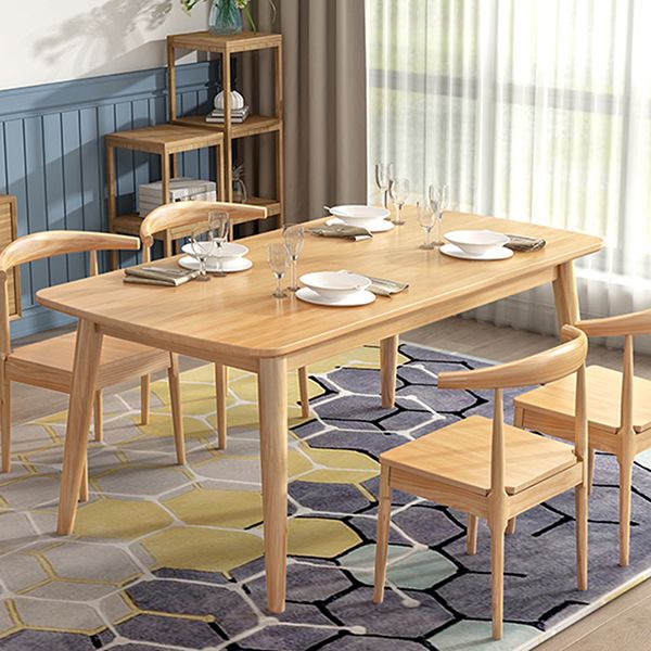 Modern Rectangle Wood Table Standard Height Dining Table with 4 Legs