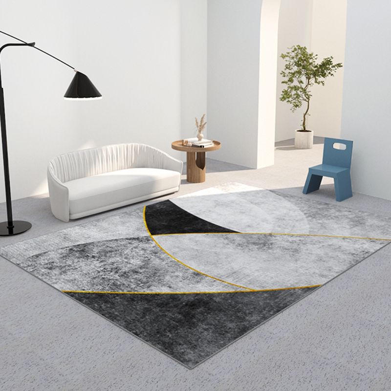 Blue Modern Rug Blending Graphic Rug Non-Slip Backing Rug for Living Room