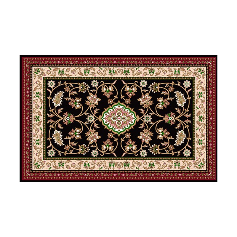 Alfombra de patrón de medallón marrón área de poliéster tradicional alfombra resistente a la alfombra para decoración del hogar