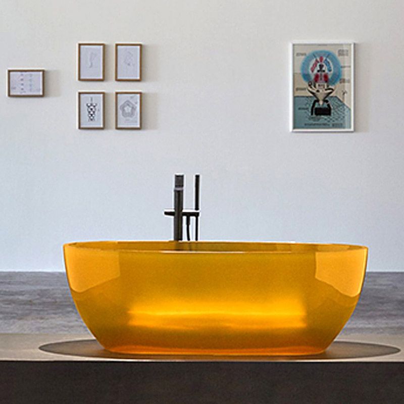 Modern Ellipse Bathtub Acrylic Freestand Soaking Bathtub with Drain Bath Tub
