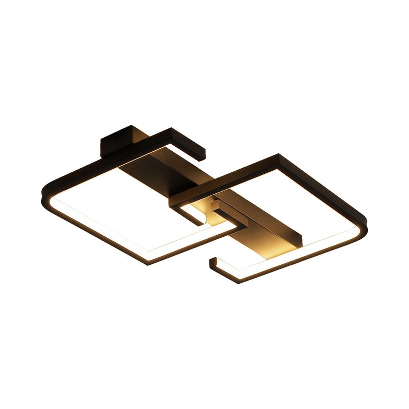 Metal Letter C Ceiling Light Fixture Modern Black LED Semi Flush Mount Light in Warm/White Light
