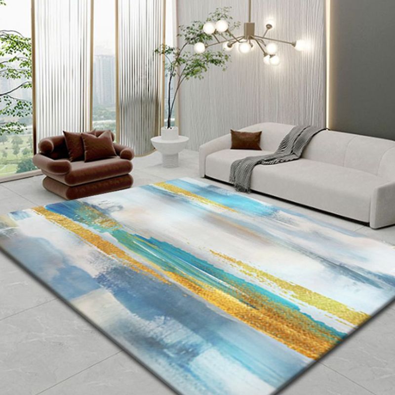 Gold Contemporary Rug Polyester Color Piece Rug Washable Rug for Home Decoration