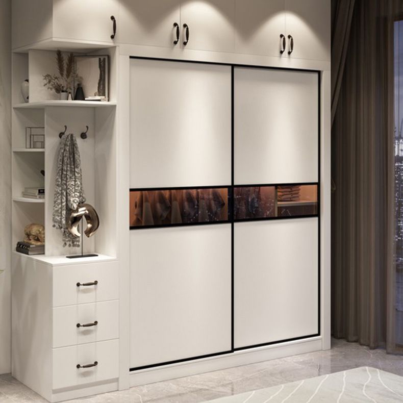 Contemporary Style Wardrobe White Color Wooden Wardrobe Closet for Bedroom