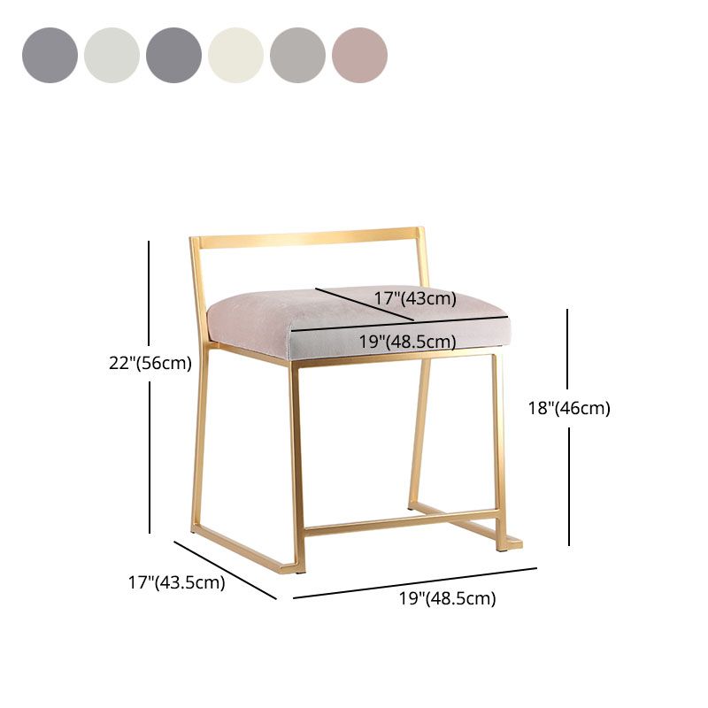 Glam Metal Dining Room Chair Armless Velvet Dining Side Chair for Restaurant Use