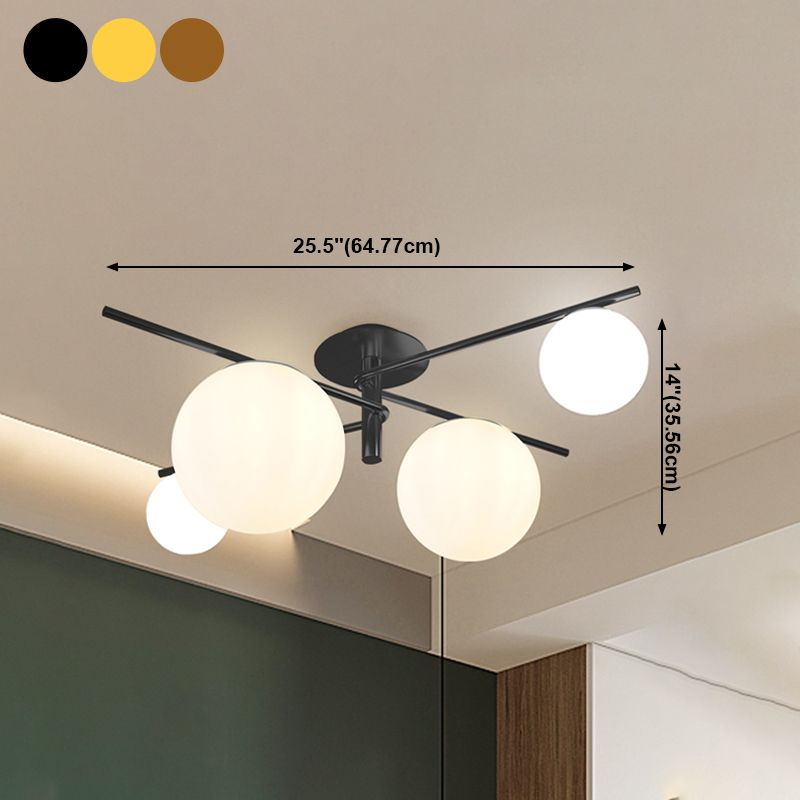 Plafonnier à bulles de verre, lampe semi-encastrée de style moderne pour chambre à coucher