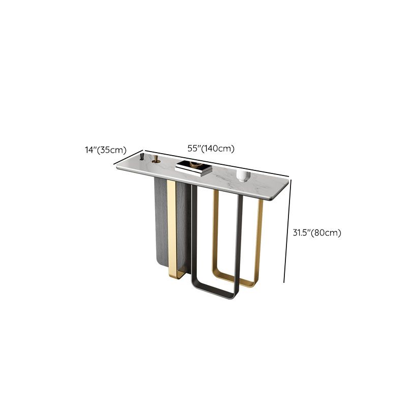 Glam Rectangle Console Table Stain Resistant Stone Console Sofa Table for Hall