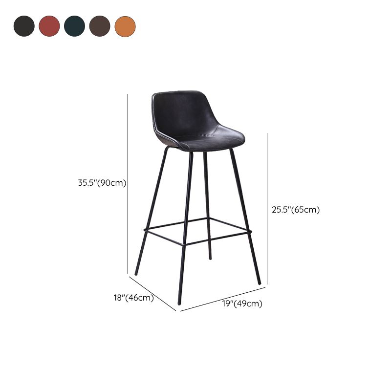 Industrial Metal Legs Faux Leather Indoor Bar Stool with Footrest