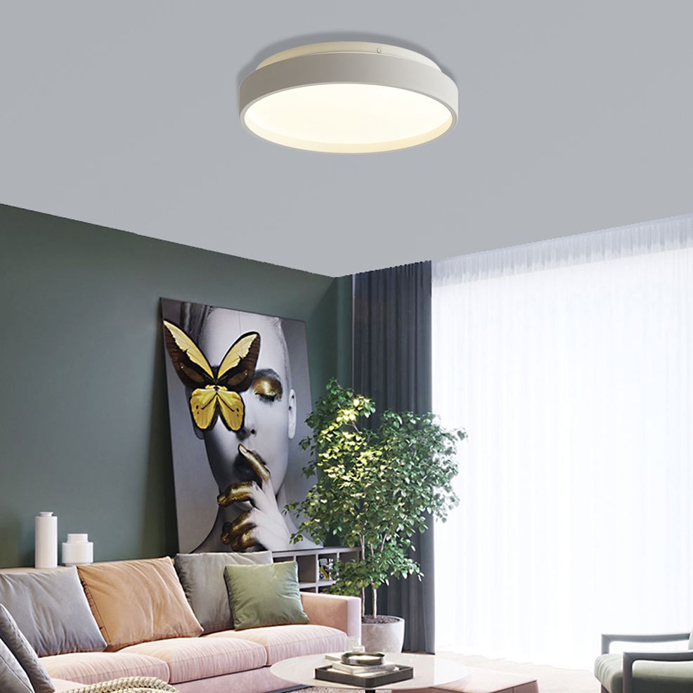 12"/18" Round Flush Light Modern Acrylic 1 Light Flush Mount Ceiling Light in Coffee Bronze/Gold/White for Indoor