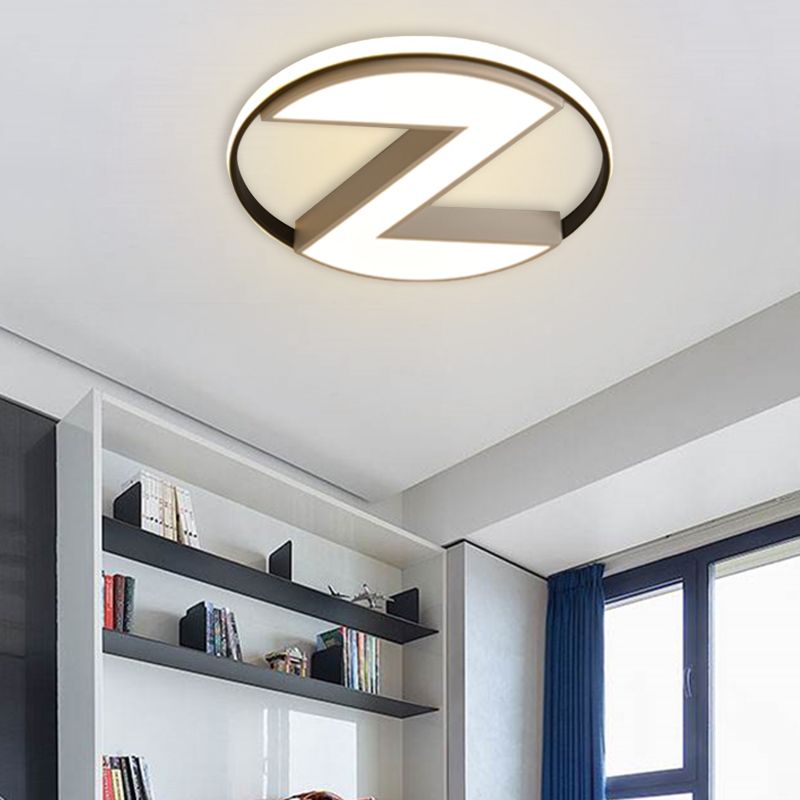 Lámparas incrustadas en forma de Z en blanco y negro modernas 18 "/ 21.5" lámparas incrustadas LED de metal ancho, con diseño de anillo cálido / blanco
