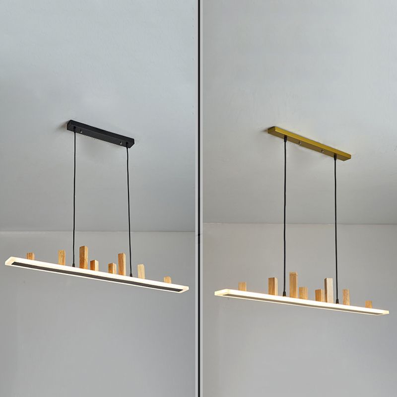 Wood Linear Island Lighting Modern 1-Light Island Pendant Lights