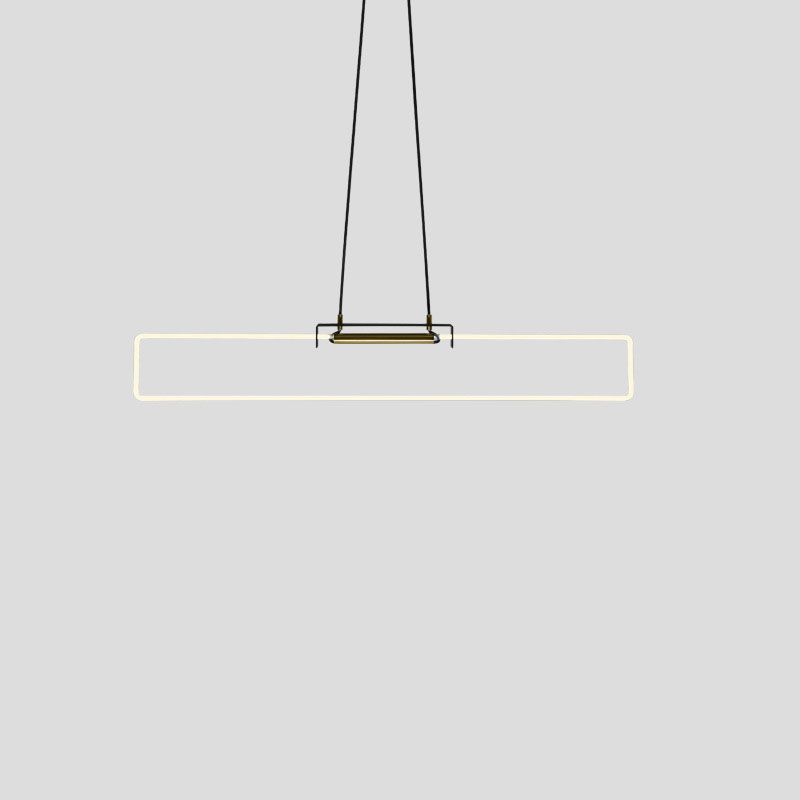 Black Linear Hanging Lamp in Modern Simplicity Acrylic LED Pendant Light for Dining Room