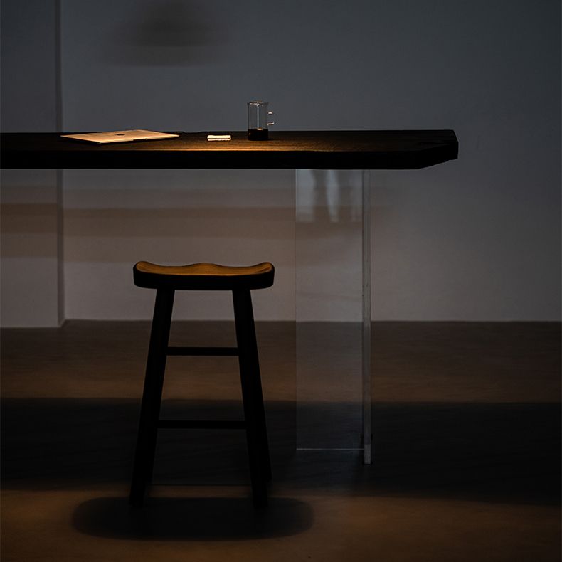 Solid Wood Bar Stools Black Backless Dining Stools with Footrest