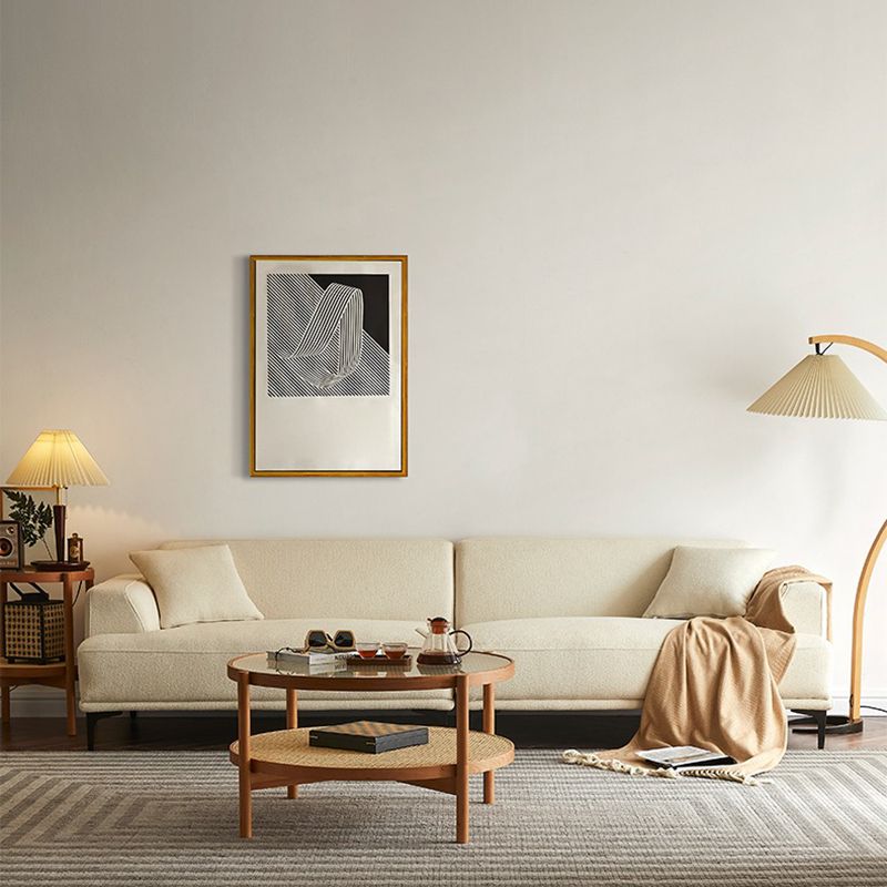 Modern White Upholstery with Built-in Armrest and Cushioned Suede Back
