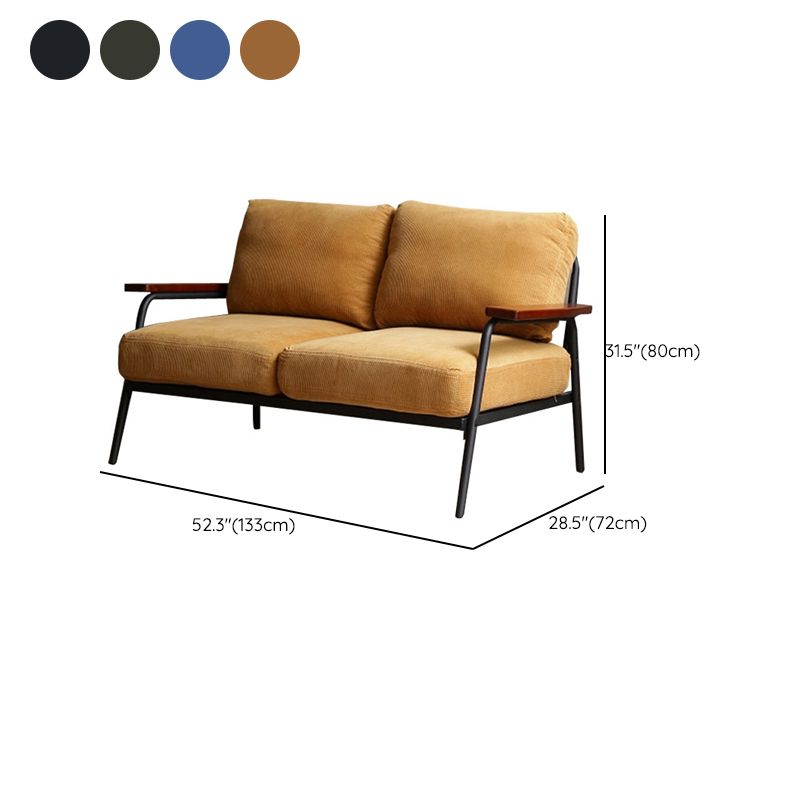 Contemporary Fabric Standard Settee Cushions Square Arm Sofa