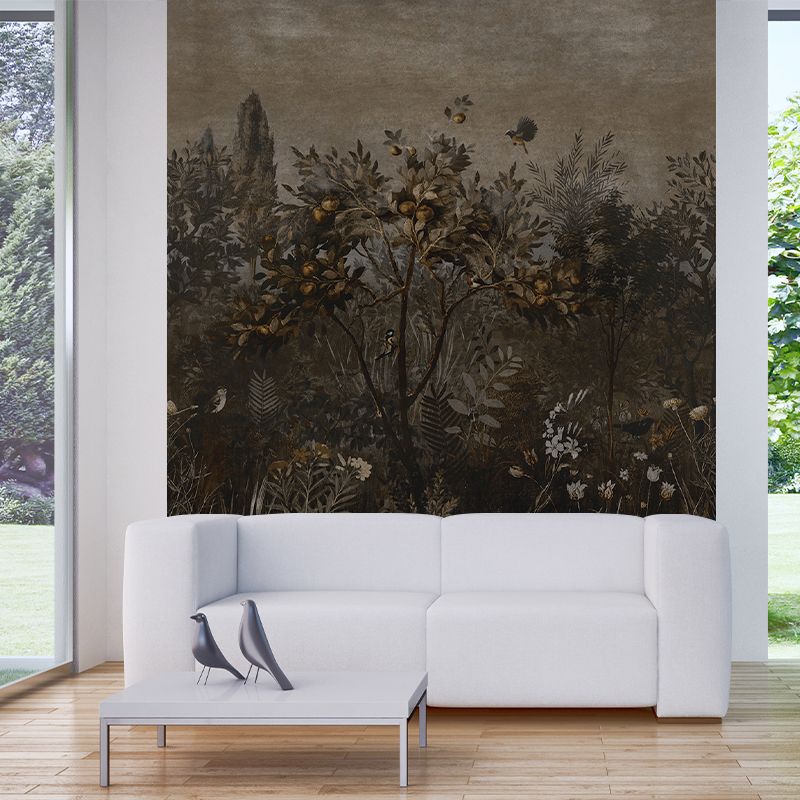 Tropics Fruit Tree Mural Wallpaper Dark Blue Dining Room Wall Art, Customised Size Available