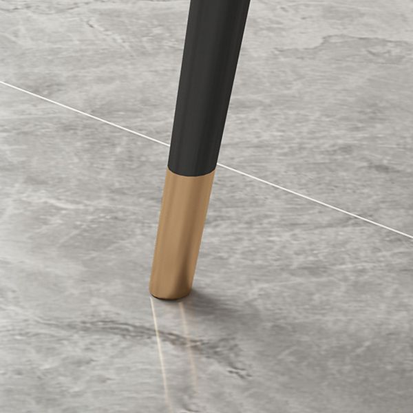 Luxury Rectangle Dining Table White Sintered Stone Top Table with 4 Iron Legs