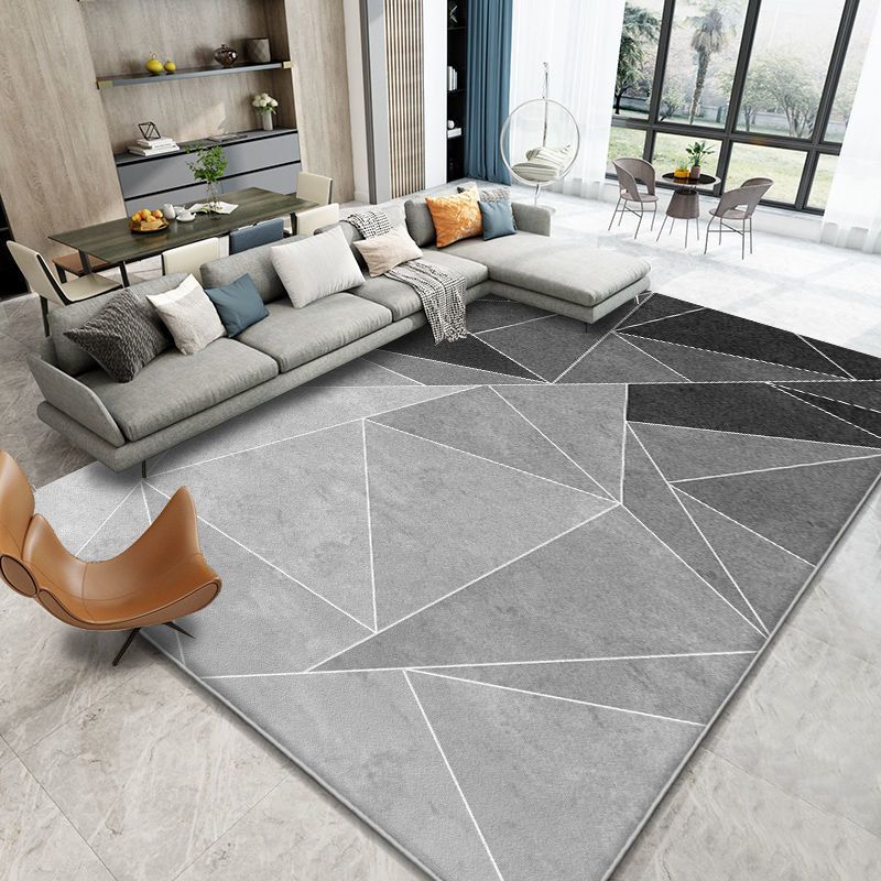 Simple Geometric Rug Indoor Polyester Rug Easy Clean Rug for Living Room and Bedroom