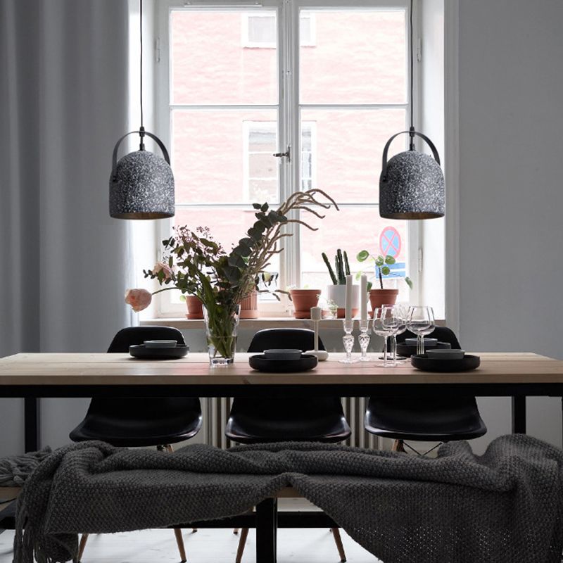 Bell Ceiling Pendant Light Minimalist Style Cement Dinning Room Hanging Lamp Kit