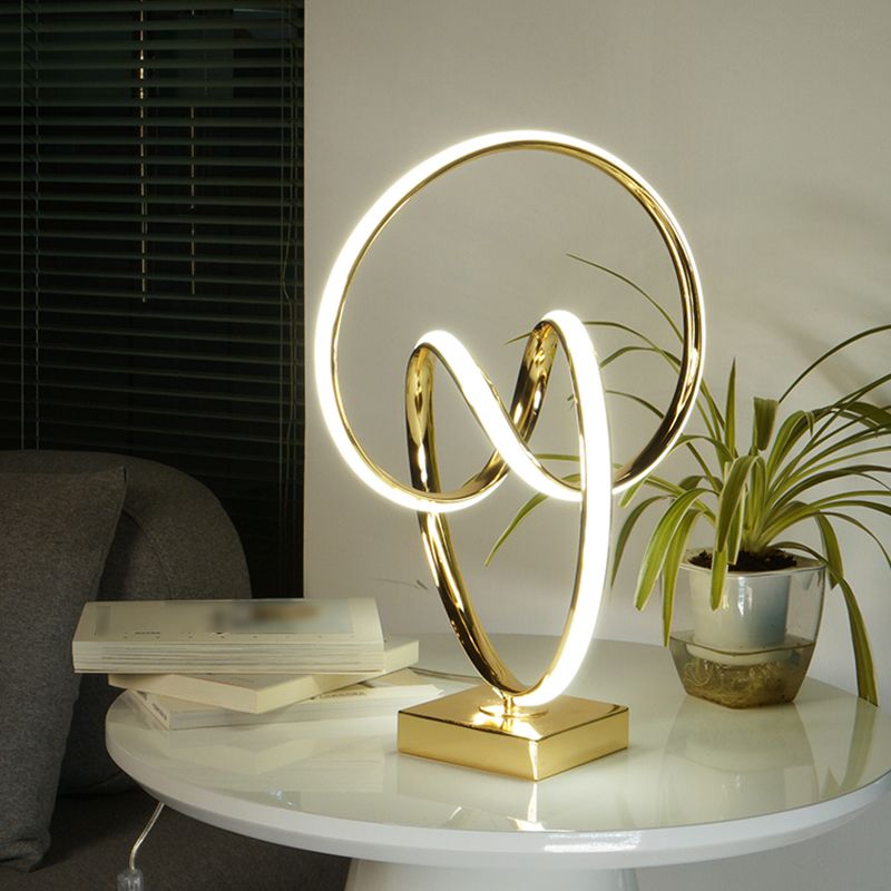 Linear 1 Light Table Lamp Contemporary Metal Night Table Lamps in Gold