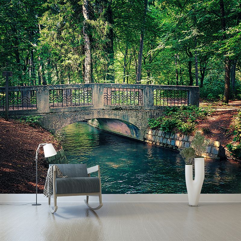 Customized Stone Bridge Architecture Mural Stain Resistant for Living Room