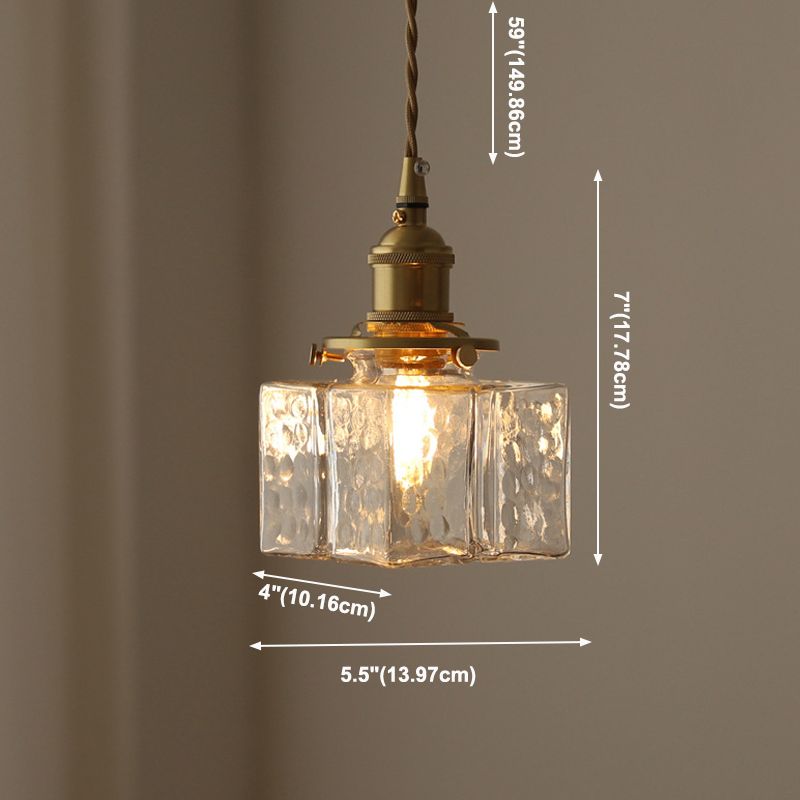 Shade cuboïde de style moderne suspendue en verre léger 1 pendentif léger pour séjour à la maison
