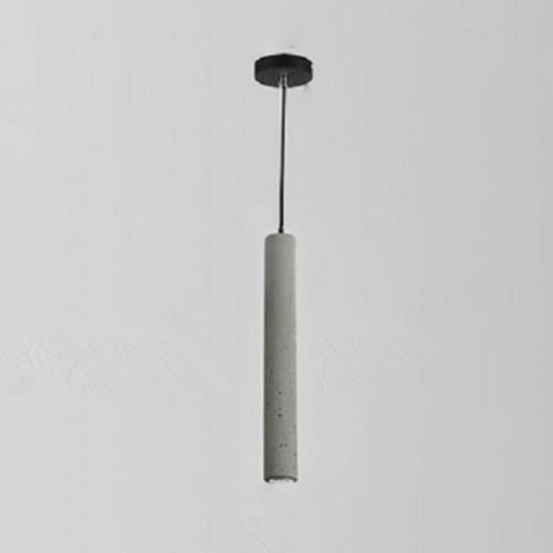 Cement Cylinder LED Track Light Nordic Style 1-LED Pendant Lighting in Gray for Kitchen Island