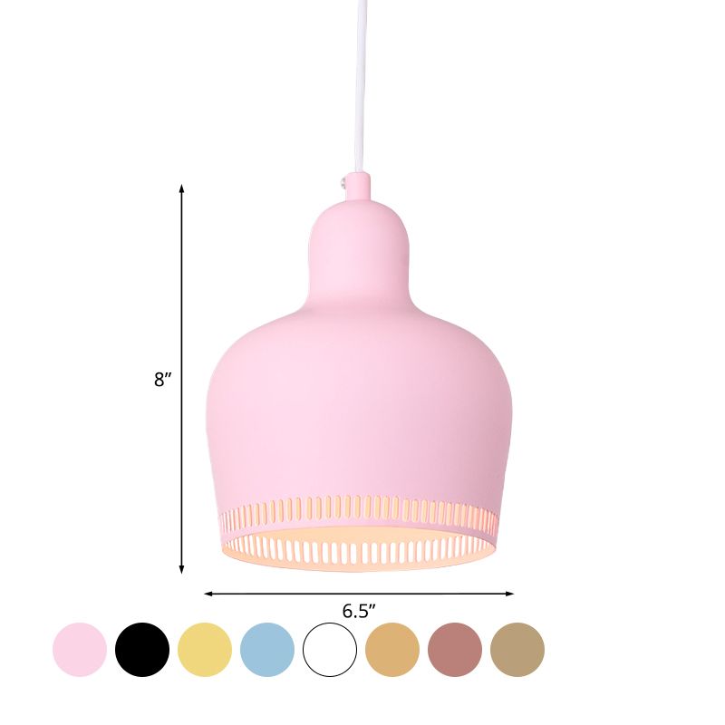 Posteo de suspensión Bell Drop de metal nórdico 1 Rosa claro/azul/amarillo Luz de techo colgante para dormitorio