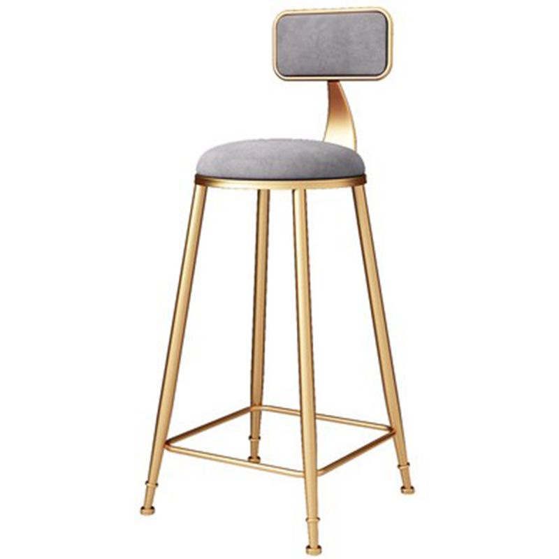 Glam Metal Barstool Velvet Footrest Stool in Matte Finish for Indoor