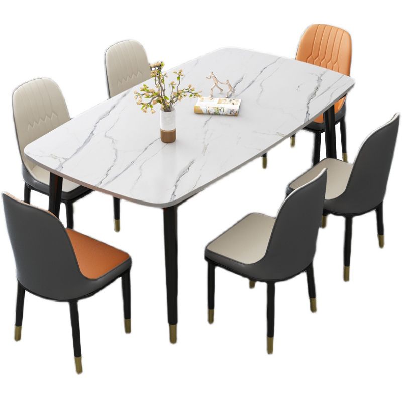 Traditionelle Luxus -Rechteck -Essstelle Tisch Stein Esszimmer Hausmöbel für Zuhause