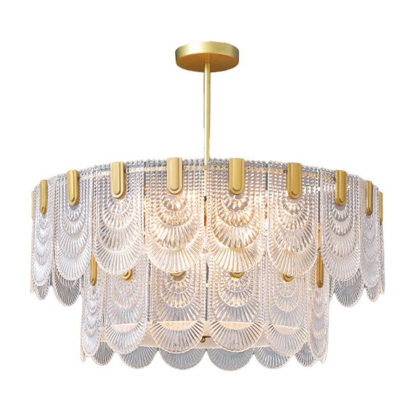 Gold Modern Metal Ceiling Light Geometric Shape Island Lamp with Glass Shade for Bedroom