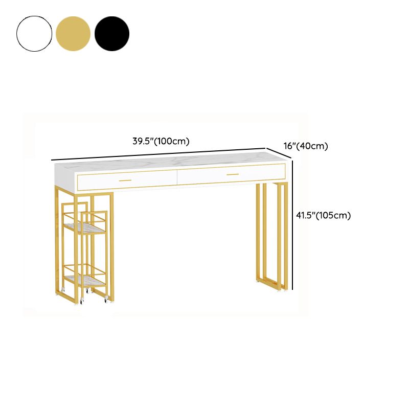 Glam Style Pub Table Set 1/3 Pieces Rectangle Stone Counter Set for Dining Room