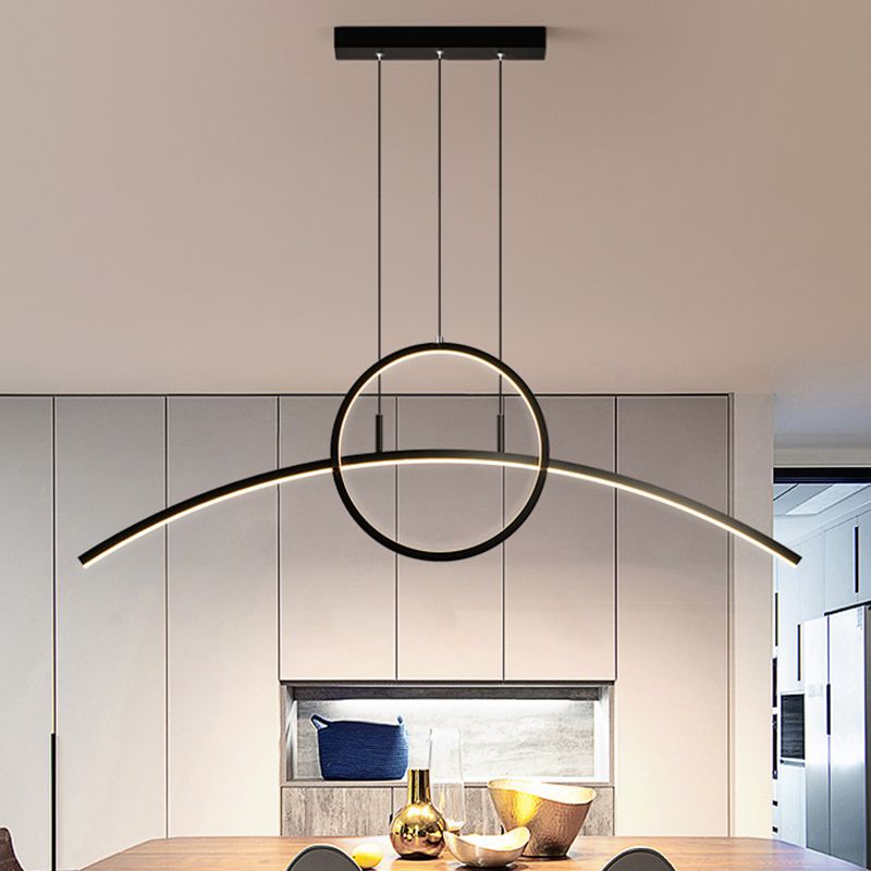 Circle and Linear Pendant Lighting Fixture Modern Style LED Metal Hanging Light Fixture
