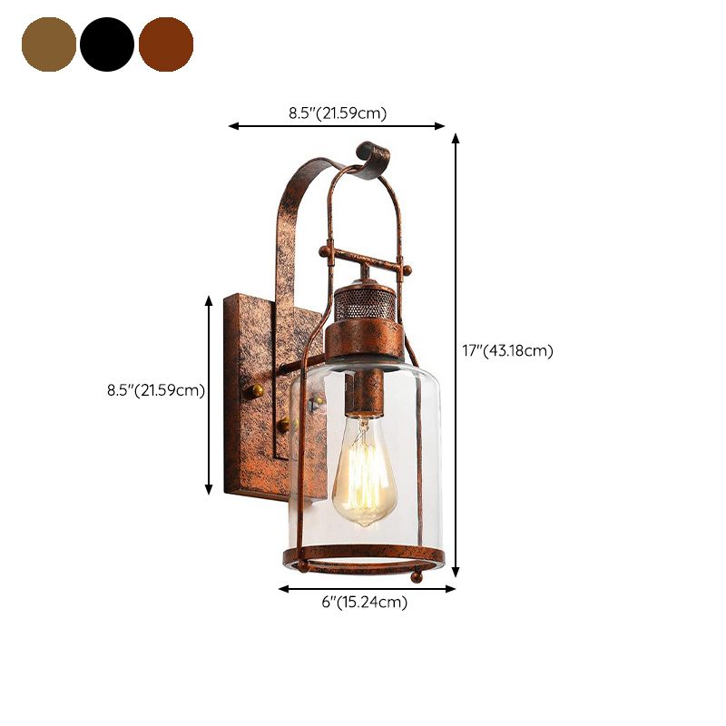 Cylinder Shape Wall Lamp Industrial Style Metal 1 Light Sconce for Living Room