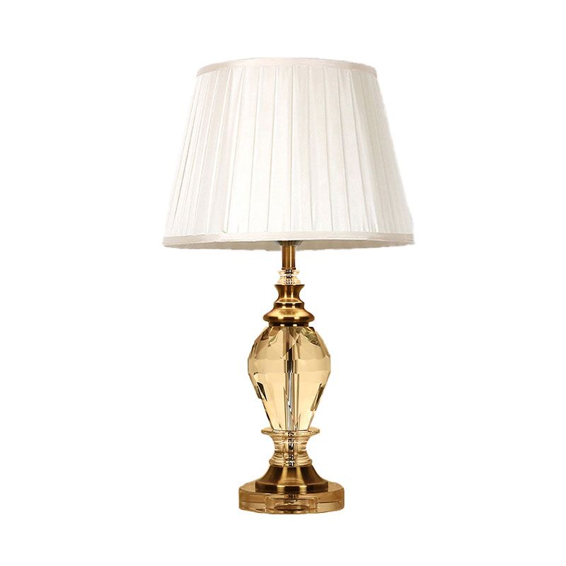 Lámpara de mesa de estilo tradicional de tambor de luz de mesita de noche rosa/azul/Beige de cristal para sala de estar